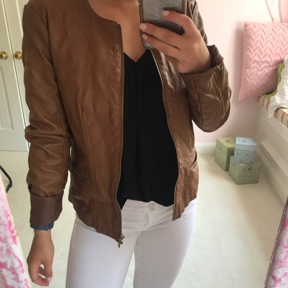 Tan leather jacket